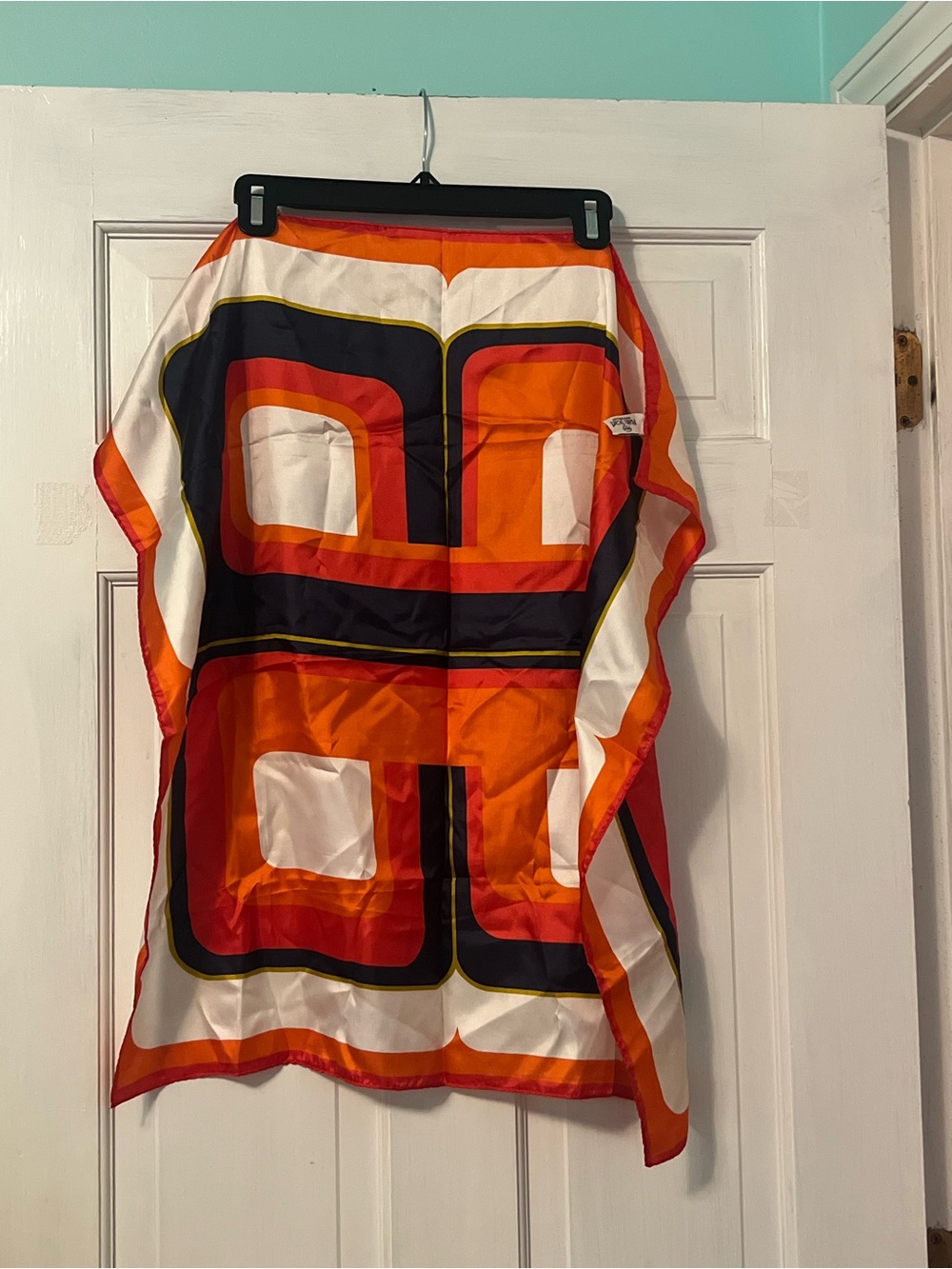 Bold Geo-Print Orange & Black Women's Scarf